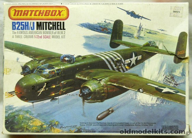 Matchbox 1/72 North American B-25H or B-25J Mitchell - 1st ACG 10th AF USAAF India/Burma 1944 / RAF Free French No.342 Lorraine Sq / RAF 180th Sq 1944, PK-405 plastic model kit